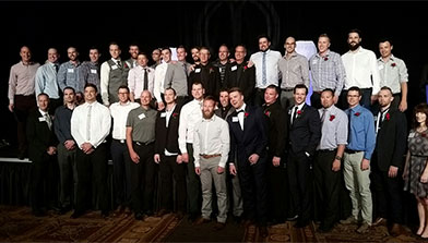Photo of some of the Red Deer Kings student/athletes from the 1999-2007 championship run attending the Alberta Sports Hall of Fame